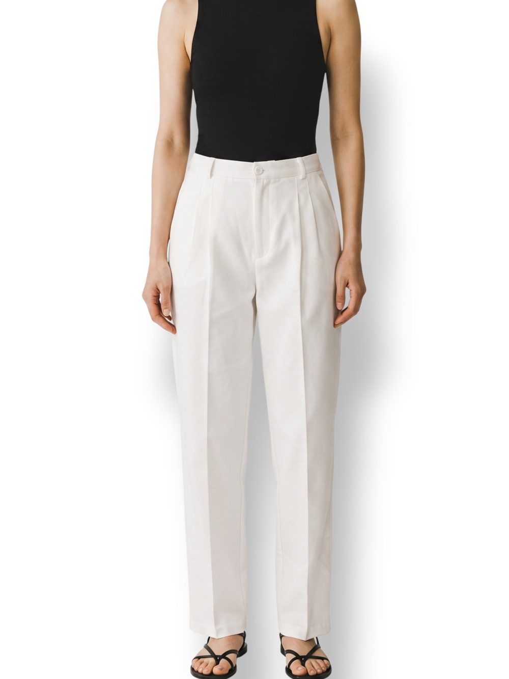 4/$20 Vintage Jack Mulqueen New York Ivory Pleated High Rise Trousers Size 4